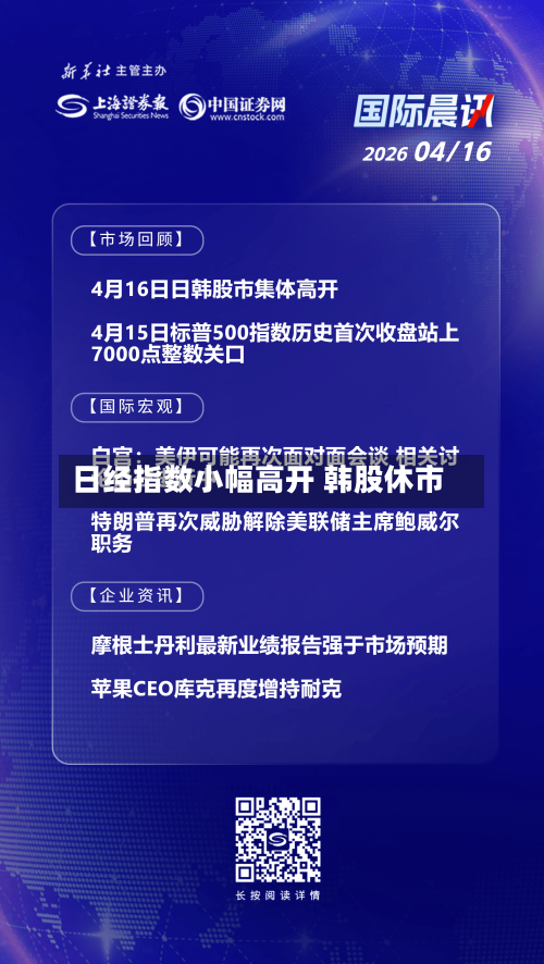 日经指数小幅高开 韩股休市-第1张图片
