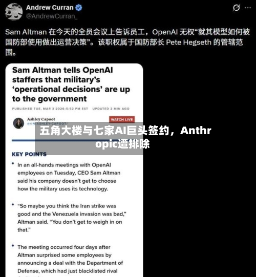 五角大楼与七家AI巨头签约，Anthropic遭排除-第3张图片