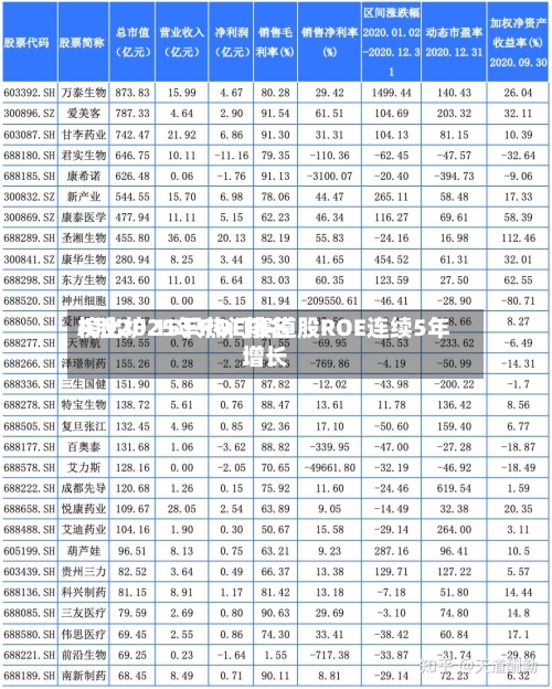 A股2025年ROE排名榜出炉 15只热门赛道股ROE连续5年增长-第1张图片