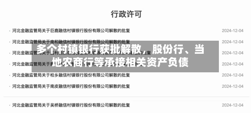 多个村镇银行获批解散，股份行、当地农商行等承接相关资产负债-第1张图片
